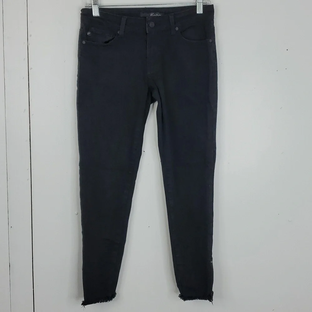 Kancan Super Skinny Jeans Mid Rise Zip Ankle Raw Hem Black Stretch Womens 25